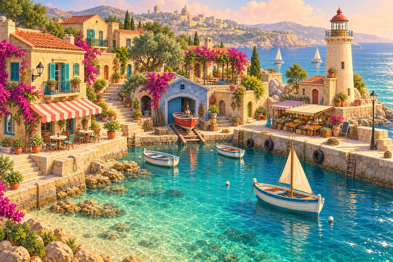 Porto Sole's restored harbour and turquoise water