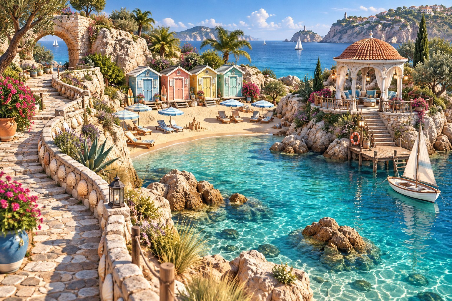 A coastal destination illustration from Seaside Studio